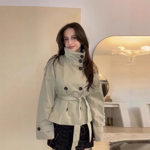 Cappotto <span class=keywords><strong>Trench</strong></span> Corto da <span class=keywords><strong>Donna</strong></span> Autunno 2026, Nuovo Stile Elegante con Doppio Petto e Cinturino - Product Image 4