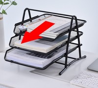 Meilleur prix utile 3 niveaux A4 papier bureau Document plateau métal maille bureau organisateur support pour bureau et usage domestique