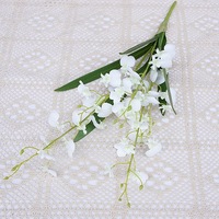 Buket Bunga Buatan Anggrek Menari dengan Daun, Dekorasi Ruang Tamu Berkualitas Tinggi, Seni Floral, Dekorasi Mewah Ringan