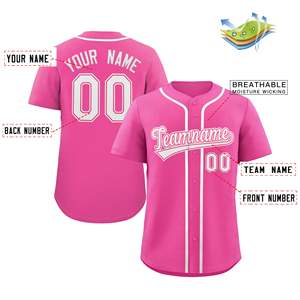Maillot de baseball authentique de style classique rose-blanc-rose personnalisé - Product Image 2