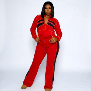 Women Tracksuit 2 Piece Set Jogging Suit <b>Waffle</b> Jacket Sweater Zip up Sweatshirt Hoodie and Flare Pants Women <b>Waffle</b> Tracksuit - Product Image 1
