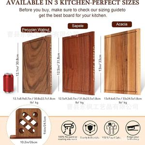 Wooden Book Shaped Cutting Board <b>Set</b> Acacia Wood 3 Piece Vertical Categorized For Kitchen Use - Product Image 4