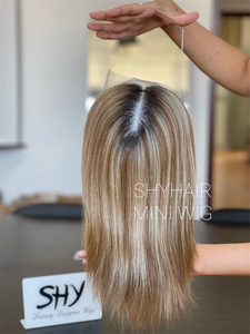 2024 ผ้าไหมฐานT Opperมินิวิกผมตรงผสมผมเดี่ยวผู้บริจาคดิบผมGluelessวิกผมสําหรับผู้หญิงสีขาว - Product Image 4