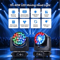 Vortex 19x40W RGBW 4-en-1 LED Moving Head Zoom Wash avec lentille rotative et effet faisceau kaléidoscope pour club, concert, mariage