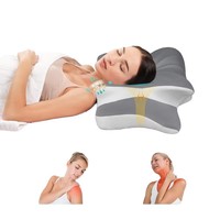 Oreiller Ergonomique Orthopédique en Mousse à Mémoire de Forme, Modèle Marin, pour Soulagement Efficace des Douleurs Cervicales