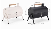Barbecue rond au charbon de bois, portable, 3 en 1, pour l'extérieur, avec fumoir à double niveau, pour camping, pique-nique et cuisson