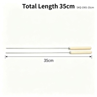 10 pièces/ensemble brochettes de Barbecue en acier inoxydable 34cm manche en bois BBQ plat prods fête en plein air outils de Barbecue à pointe pointue
