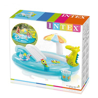 Intex 57165 Gator Play Center Aufblasbarer Kinder-Krokodil-Sprühpool mit Wasserrutsche