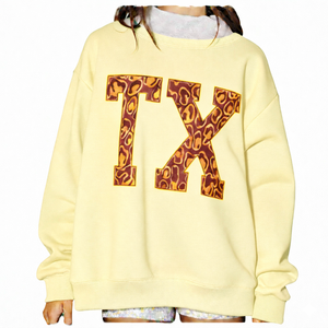 Sudadera Personalizada con Cuello Alto, Rayas, Estilo Universitario, Cuello Redondo, Bordado, Apliques, Parches, Ribete en Contraste - Product Image 1