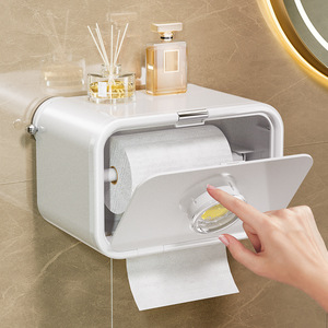 Suction Cup Tissue Box Toilet Paper Holder Wall Mounted Waterproof Multi Purpose No Drilling Required Rectangular Shelf - Product Image 5