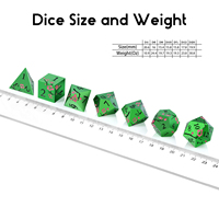 Fleur polyédrique métallique mdn dés en vrac personnalisé métal dés dnD fleur de prunier métal dés ensemble D & D avec boîte-cadeau pour jeux RPG vert