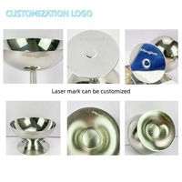 Juego de Copas para Sundae de Acero Inoxidable 304, Tazón para Postre de Helado Pulido con Tallo Corto para Bar, KTV, Fiesta, Logotipo Personalizado