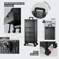 Chariot de Salon Professionnel à 3 Tiroirs avec Roues Verrouillables, Valise de Maquillage Roulante, Grande Boîte à Cosmétiques à Roulette