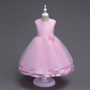 Childrens Princess Dress Sky Blue A-Line O-Neck Tulle Flower Girl Dress For Kids Party Wear - Product Image 2