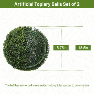 Sfera Decorativa in Bosso Artificiale da 18,5 Pollici per Giardino Esterno, Patio, Portico e Fioriera - Product Image 3