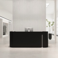 Comptoir de réception commercial moderne minimaliste en bois massif écologique, laqué noir, pour salons de coiffure et instituts de beauté