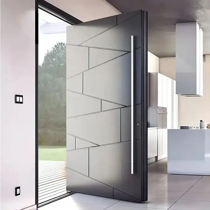 Italienische Luxus Design Edelstahl Eingangstür Außen Sicherheit Front Pivot Tür modernen Eingang schwarz Aluminium Pivot Tür