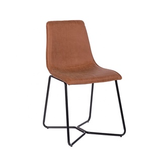 Nordic Home Furniture Luxurious Pu Vintage Retro Leather Kitchen <strong>Dining</strong> <strong>Chair</strong> With Black <strong>Painted</strong> Legs - Product Image 3
