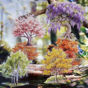 Paquete de Pegatinas de Papel PET con Diseños de Dibujos Animados, Escenas de las Cuatro Estaciones, 20 Pegatinas, 6 Diseños, Autoadhesivas para Cuadernos, Manualidades - Product Image 4