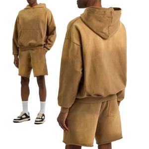 Felpa con Cappuccio da <span class=keywords><strong>Uomo</strong></span> in Cotone 100% di Alta Qualità, 420gsm, French Terry, Lavaggio Acido, Personalizzabile, Stile Distressed - Product Image 2