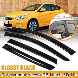 แผ่นบังแดดกันฝนสำหรับรถยนต์ 4 ชิ้น สำหรับ Hyundai Accent RB Hatch 5D 2011+  แผ่นกันแดดกันฝน  แผ่นบังแดดหน้าต่าง  แผ่นกันลม - Product Image 1