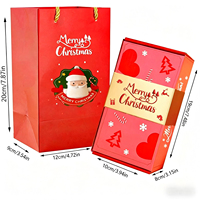 Boîte cadeau de Noël du Père Noël en papier d'art rouge, boîtes d'expédition 3D pop-up écologiques et recyclables, boîte à surprise pour argent, éponge offset, fête de Noël