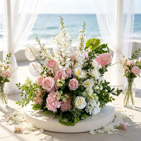 Chemin de table en fleurs artificielles en soie blanche personnalisé en usine pour allée de mariage, décoration de table de mariage, table des mariés