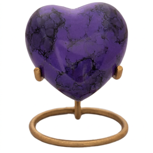 Purple Heart <b>Keepsake</b> Urn Stand Memorial <b>Ashes</b> Holder Engraved Metal Display Remembrance Decor - Indian Home Crafts - Product Image 1