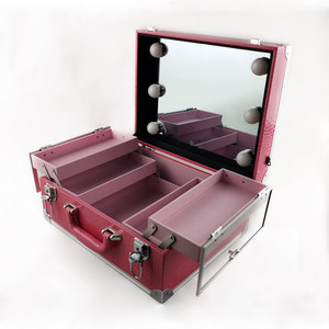<span class=keywords><strong>Caja</strong></span> de kit personalizada, espejo de caboodle, <span class=keywords><strong>maquillaje</strong></span> rodante, funda de artista parpadeante, luces LED con precio al por mayor - Product Image 1