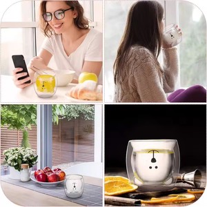 แก้วกาแฟสองชั้นลายหมีน่ารัก แก้วสองชั้นลายการ์ตูนสัตว์น่ารัก แก้วนมลายแมว เป็ด สุนัข ของขวัญน่ารักสำหรับผู้หญิง ของขวัญคริสต์มาส - Product Image 2