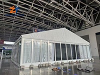 Tente de réception de luxe en verre transparent avec structure en aluminium, résistante aux intempéries, pour salles d'exposition, salons automobiles, présentoirs de marques et salons VIP