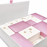 Calendrier de l'Avent de Luxe en Boîte en Papier Blanc Perle Rose Doré avec Tiroir à Charnière – Compte à Rebours de Noël – Cadeau OEM Marque Privée Vente en Gros