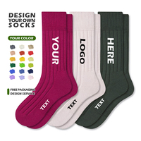 Chaussettes en laine mérinos personnalisées avec logo, longueur mi-mollet, couleur unie, style slouch, chaussettes froncées pour femme, mélange coton-mérinos, côte côtelée à la cheville
