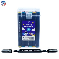 Marqueurs d'art permanents 36 couleurs Boîte en plastique stylos à double pointe à double tête pour papier