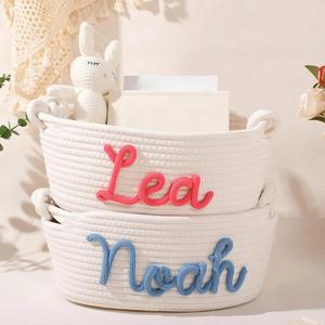 Cesta de Recuerdos Personalizada para Bebé, Cesta de Almacenamiento para Guardería con Nombre Personalizado, Hecha a Mano, Tejido de Cuerda de Algodón, Regalo para Baby Shower - Product Image 6