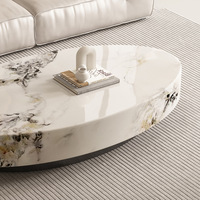 Table basse ovale de luxe italienne haut de gamme en marbre, table d'appoint minimaliste premium pour salon moderne, approvisionnement en gros