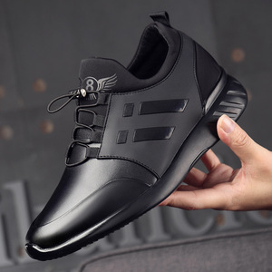 Chaussures décontractées en cuir respirantes pour hommes, nouvelle tendance 2025, avec semelle intérieure en maille rehaussante - Product Image 4