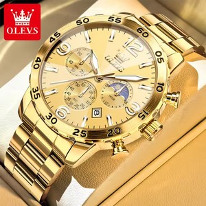   Reloj para Hombre 3678, Original de Acero Inoxidable, Reloj de Cuarzo, Resistente al Agua, Luminoso, con Fase Lunar, Fecha Automática, Regalos para Hombre - Product Image 2