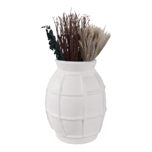 Vaso in cartapesta con texture a griglia scultorea, vaso minimalista per fiori, per soggiorno, camera da letto, cucina, decorazioni per la casa - Product Image 2