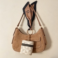 Mini porte-rouge à lèvres en cuir avec foulard en soie, étui élégant pour baume à lèvres/écouteurs, accessoire de sac à main pour femmes