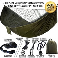 Hamac de parachute de qualité supérieure, résistant, avec moustiquaire, pour le camping, la randonnée, la survie en plein air, l'aventure, 1-2 personnes, toutes saisons