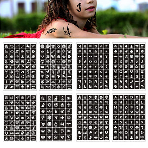 Plantilla de tatuaje de Henna reutilizable para arte corporal, aerógrafo de purpurina, tatuaje temporal negro, pegatina de plantilla India - Product Image 2