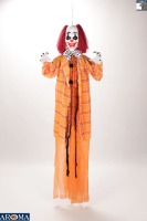 AROMA Clown animé suspendu de 67 pouces avec son, yeux clignotants et mouvements vibrants pour les fêtes d'Halloween et les décorations de maisons hantées