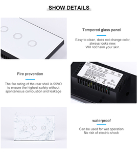 3gang nhà thông minh cảm ứng chuyển đổi từ xa pha lê Glass Bảng điều chỉnh Led cảm ứng nút thiết bị chuyển mạch với SAA chứng nhận <span class=keywords><strong>RF</strong></span> cảm ứng chuyển đổi ánh sáng - Product Image 5