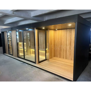 高級カスタムスクエア型屋外サウナ（6人用）、モダンデザイン、無垢パイン材サウナストーブ暖房、業務用 - Product Image 2