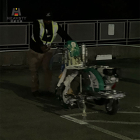 HEAVSTY HW-12L Machine de traçage de lignes au sol sans air à pompe moteur pour peinture plastique à froid, pour pistes, parkings, terrains de football
