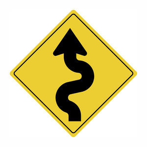 Wendiges Straßenabschnitt-Schild mit Scharfkurven-Symbol aus Aluminium, 30 x 30 cm, Warnschild für Kurven, Echtes Verkehrsschild mit 3M-Garantie - Product Image 1