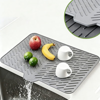 Tapis de séchage de vaisselle en silicone épais antidérapant, résistant à la chaleur, plateau de drainage pour évier de cuisine, pour comptoir de cuisine