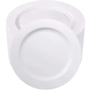 BST 7,5 10,25 Zoll Hartplastik PS Einweg runde weiße Kuchen platte Western Food Geschirr Teller Set Geschirrset