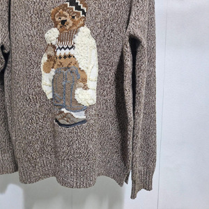 Phụ Nữ Thanh Lịch Đa Năng Gấu Thêu Hoa Sợi Dệt Kim Hàn Quốc Mùa Đông Áo Len Đứng Cổ Điển Retro Cho Giản Dị Cho Polo Nhìn - Product Image 3